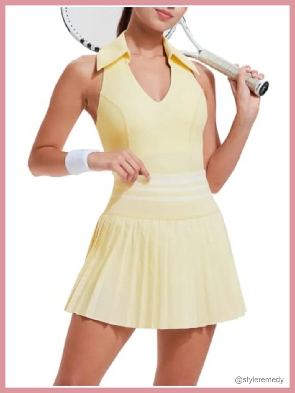 Women 2 Piece Tennis Skirt Set Polo Golf Outfits Racerback Tank Top Pleated